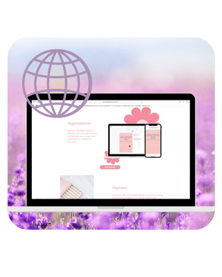 Laptop and mobile screen showing a client booking interface for website consulting services, with a lavender background. Laptop and mobile screen showing a client booking interface for website consulting services, with a lavender background.