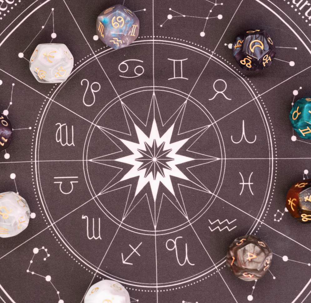 Earth Siren zodiac wheel with stones and symbols, representing extended written astrology follow-up questions designed for long-term reflection.