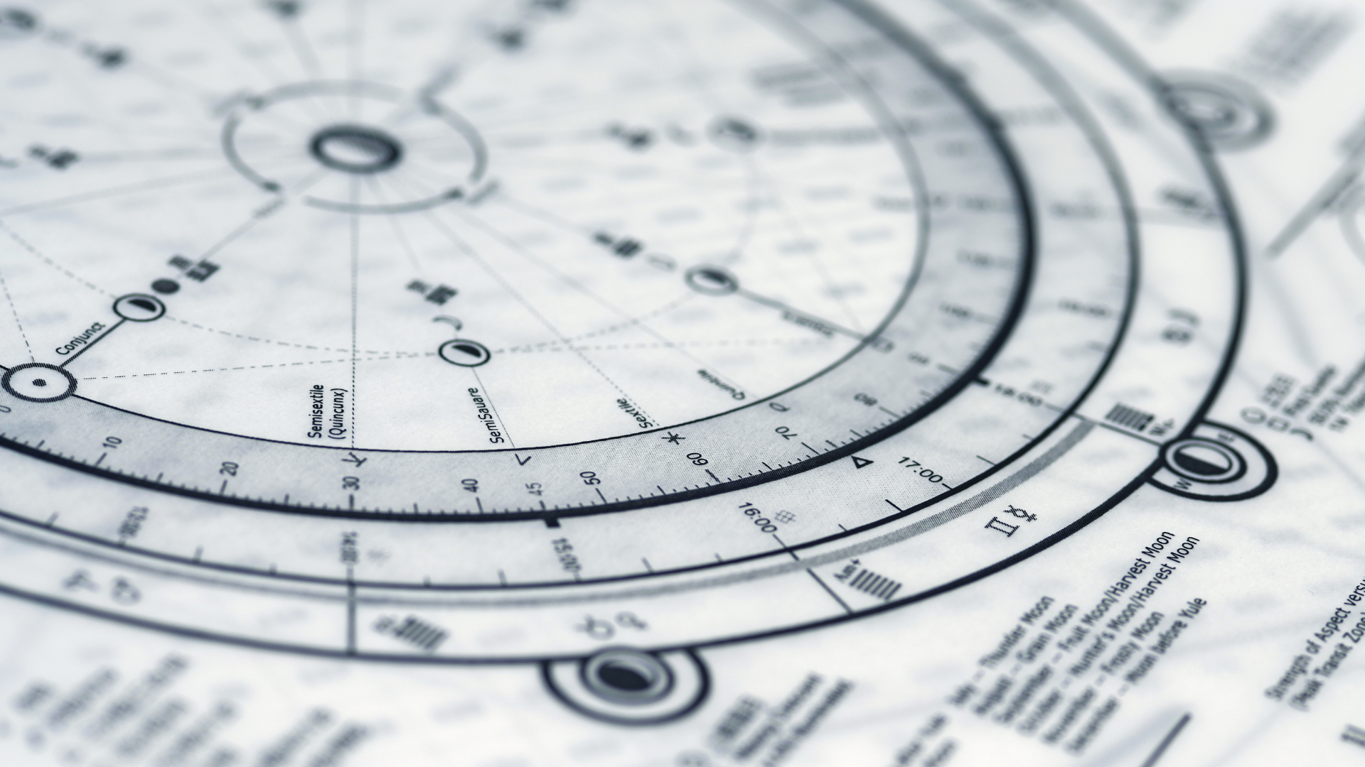 Black and white astrological chart diagram showing planetary placements and aspect lines used in birth chart interpretation earth siren